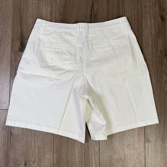 J.Crew 9" Pleated Heritage Chino Short WMNS 10 White High Rise Pockets Stretchy - Picture 5 of 7